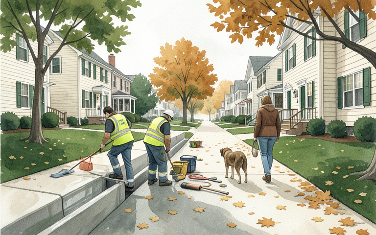 An illustration for this edition's lead story: Town Secures $350,000 to Tackle Neighborhood Flooding