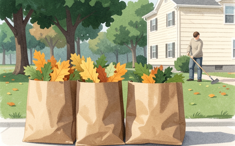 An illustration for this edition's lead story: Yard Waste Pickup Resumes Monday — Keep Bins Curbside