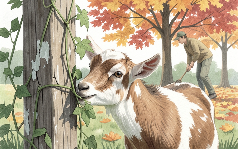 An illustration for this edition's lead story: Miniature Goats Clear the Way for a Secret Garden