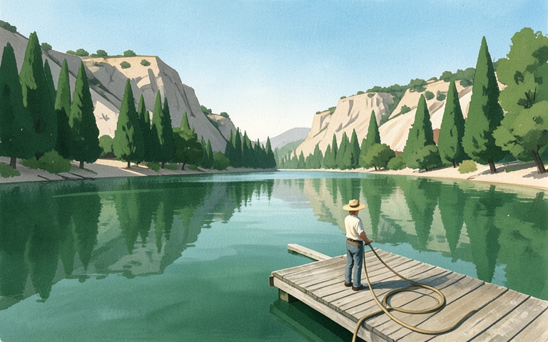 An illustration for this edition's lead story: Shoreline Drawdown Canceled — Boat Ramps and Docks Stay Open