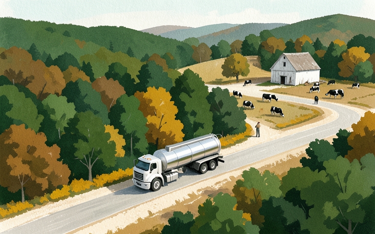 An illustration for this edition's lead story: Local Dairy Processing Returns as Historic Creamery Reopens