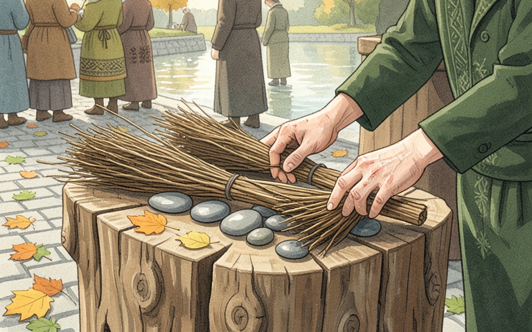 An illustration for this edition's lead story: Brooms and Artisan Stalls Take Over the Waterfront Saturday