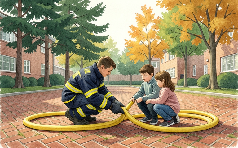 An illustration for this edition's lead story: Fire Crews Bring Hands-On Lessons to Area Classrooms