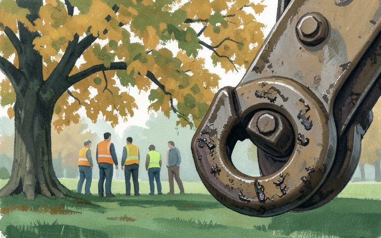 An illustration for this edition's lead story: Heavy Machinery Meets Thick Mud at Butterworth Lagoon