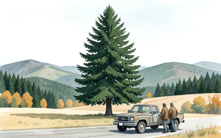 An illustration for this edition's lead story: 76-Foot Spruce Prepares for Capitol Send-Off Tour