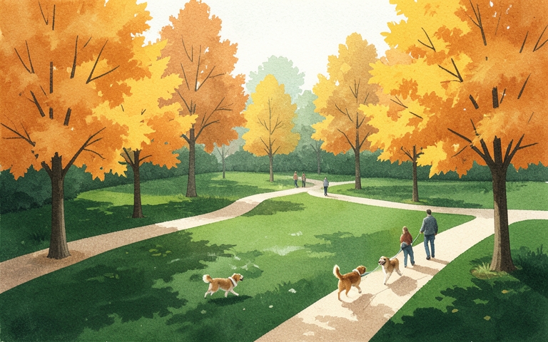 An illustration for this edition's lead story: Sold-Out Community Dog Park Welcomes First Pups Tomorrow