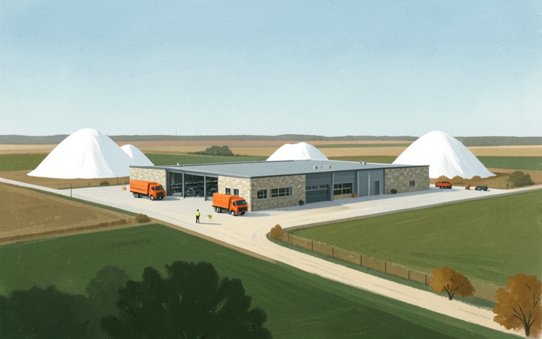 An illustration for this edition's lead story: Inside the New Highway Facility Built for Winter Roads