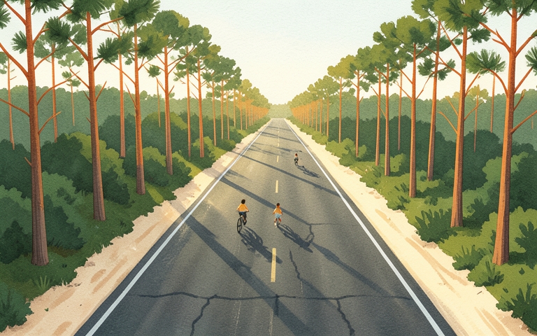 An illustration for this edition's lead story: Young Triathletes Race Across Town This Morning