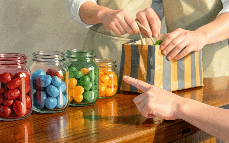 An illustration for this edition's lead story: A Neighborhood Candy Counter Built to Last