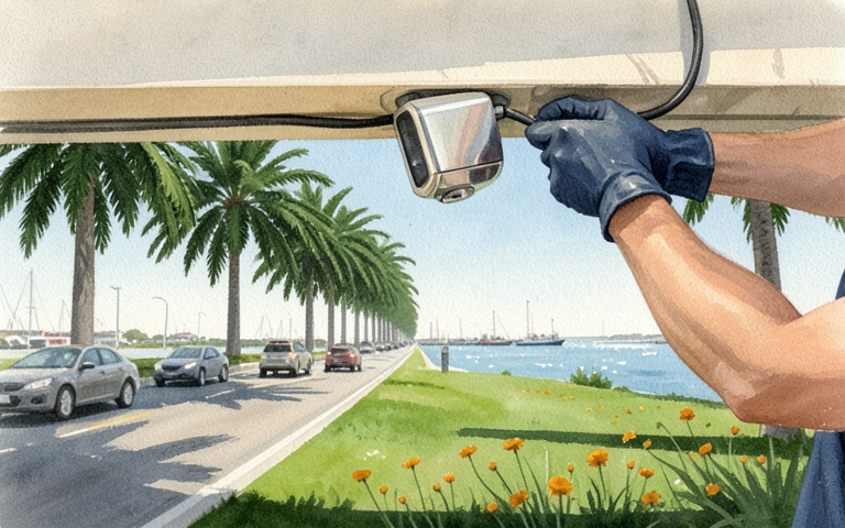 An illustration for this edition's lead story: Split Traffic Routes and AI Sensors Aim to Ease Port Jams
