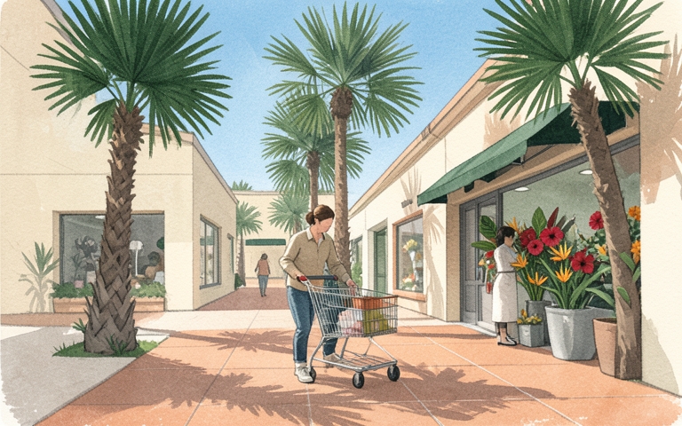 An illustration for this edition's lead story: Why Your Local Shopping Plaza Has a New Landlord