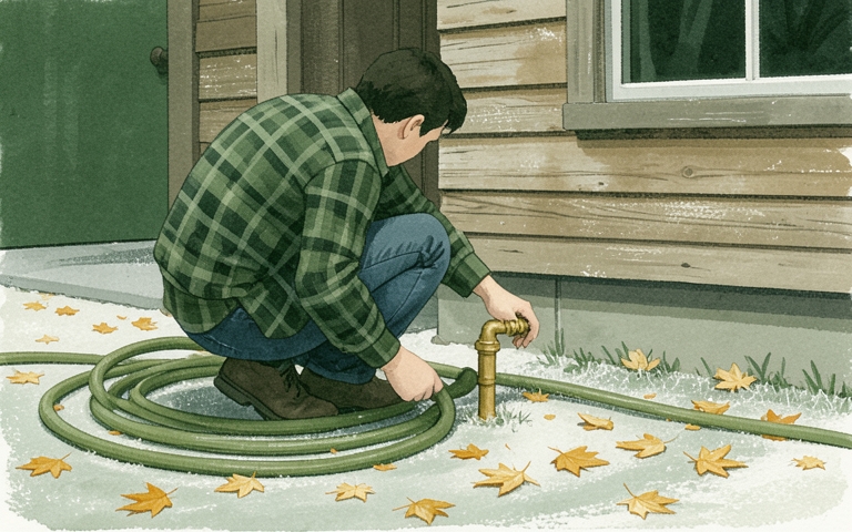 An illustration for this edition's lead story: Hard Freeze Forecast Tonight — Time to Drain Outdoor Lines
