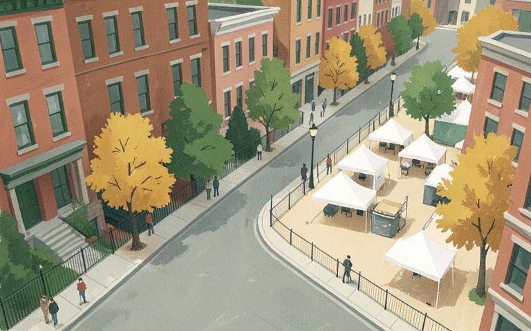 An illustration for this edition's lead story: Three-Day Harvest Fest Sets Up on the Plaza Today
