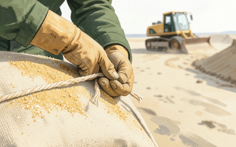 An illustration for this edition's lead story: Shoreline Crews Begin Early Staging for Winter Berms