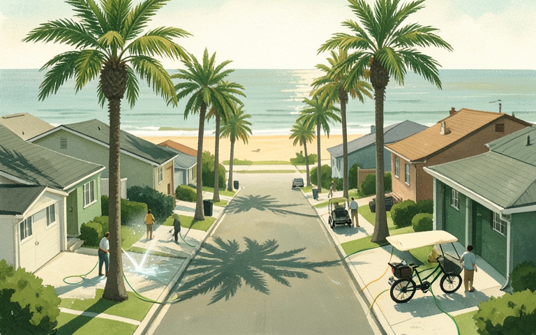 An illustration for this edition's lead story: What to Do If Your EV or E-Bike Caught the Recent Saltwater Swell