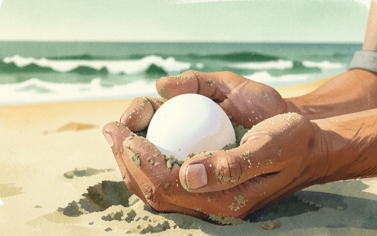 An illustration for this edition's lead story: Rescued Shoreline Turtle Eggs Target Mid-November Ocean Return