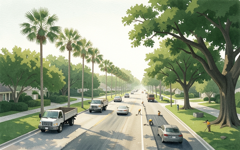 An illustration for this edition's lead story: Crews Shore Up Roadway Depression After Water Main Break