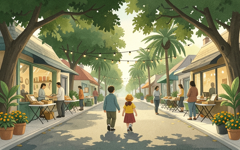 An illustration for this edition's lead story: Downtown Streets Transform for Tonight’s Costume Stroll