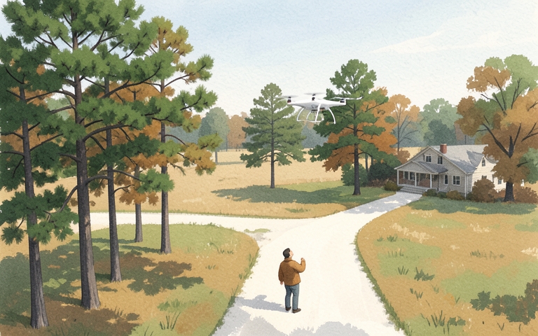 An illustration for this edition's lead story: How Rapid-Response Defibrillator Drones Are Reshaping Rural 911 Calls