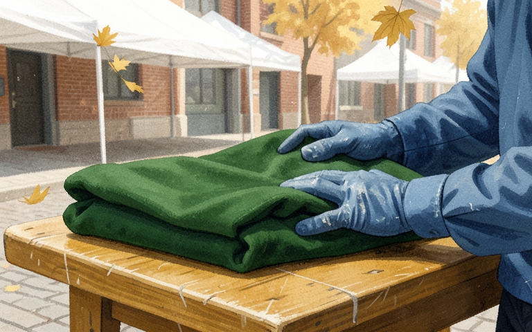 An illustration for this edition's lead story: Volunteers Transform Jackson Street for Annual Tent City