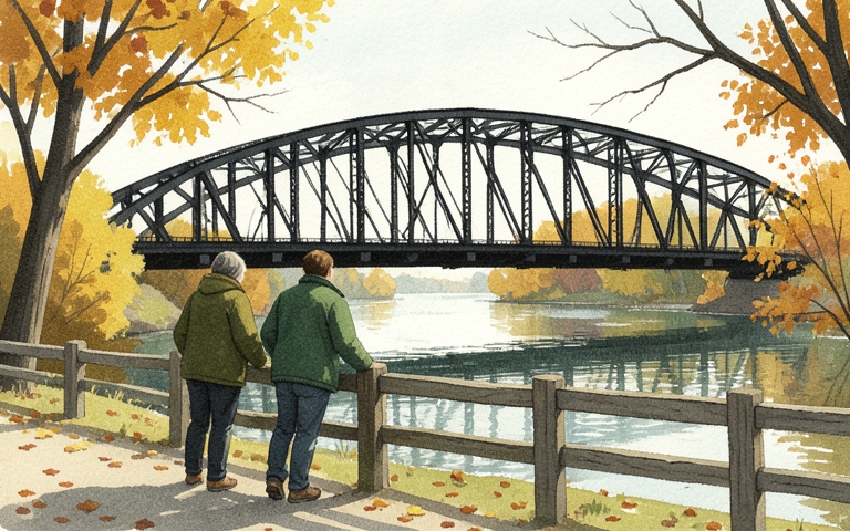 An illustration for this edition's lead story: $65 Million Overhaul Set for Historic Maumee Rail Bridge