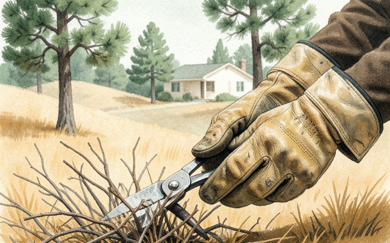An illustration for this edition's lead story: Dedicated Crews Clear Defensible Space for Local Homes