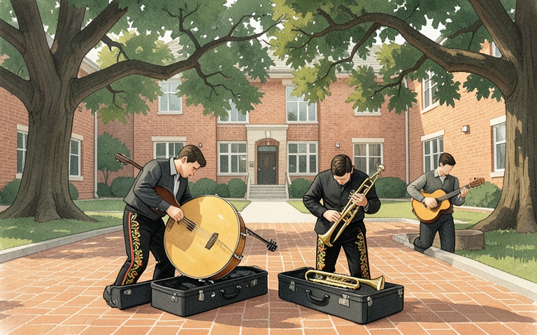 An illustration for this edition's lead story: High School Mariachis Earn Carnegie Hall Invitation
