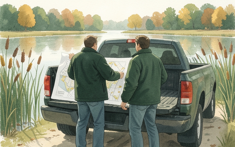 An illustration for this edition's lead story: County Planners Review Lake Shoreline Requests This Morning